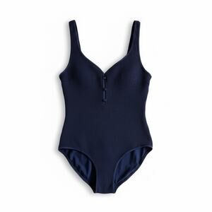 Cole of California Navy Textured One Piece Swimsuit Vintage Button Detail 14